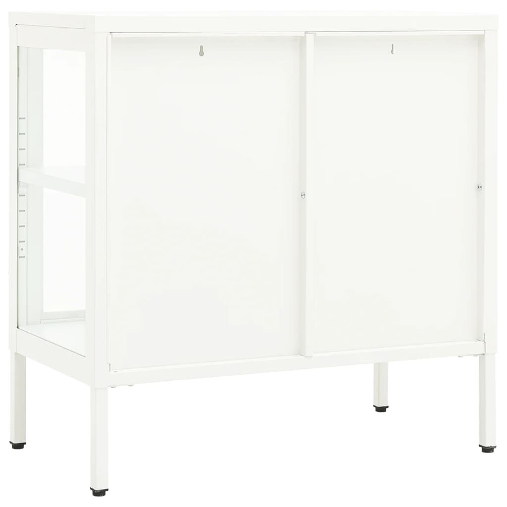 vidaXL Μπουφές Λευκός 70 x 35 x 70 εκ. από Ατσάλι και Γυαλί