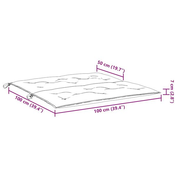 vidaXL Μαξιλάρι Πάγκου Κήπου Λευκό 100x(50+50)x7 εκ. Ύφασμα Oxford