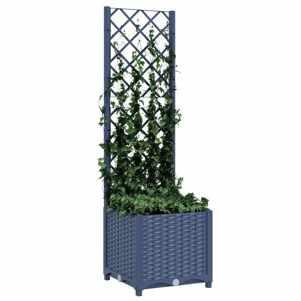 vidaXL Ζαρντινιέρα Κήπου με Καφασωτό Μπλε Γκρι 40x40x136 εκ. από PP