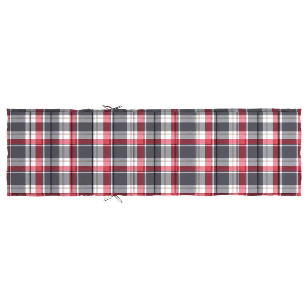 vidaXL Μαξιλάρι Ξαπλώστρας Κόκκινο Καρό 200x50x3 εκ. από Ύφασμα Oxford