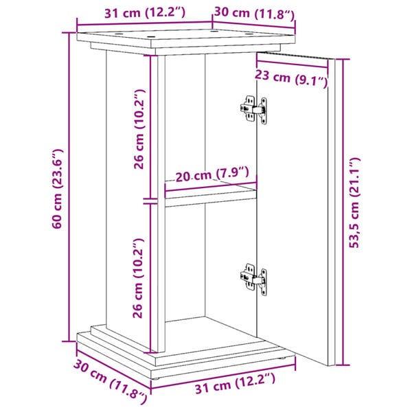 vidaXL Βάση Οθόνης με Αποθ. Γκρι Σκυρ. 31x30x60 εκ. Επεξεργ. Ξύλο