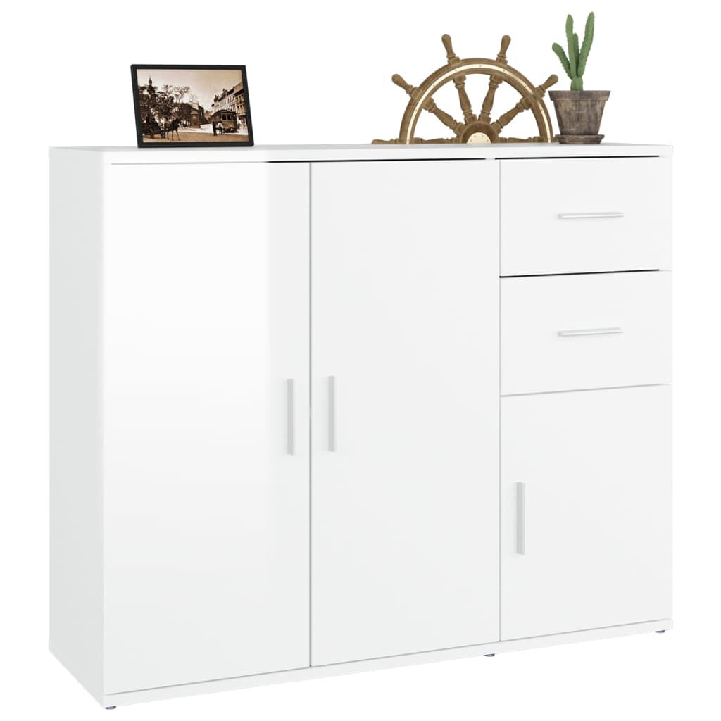 vidaXL Ντουλάπι Γυαλιστερό Λευκό 91 x 29,5 x 75 εκ. Επεξεργασμένο Ξύλο