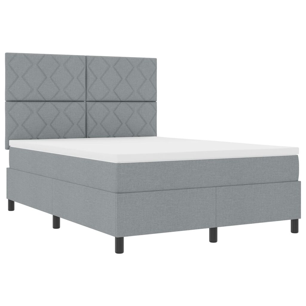 vidaXL Κρεβάτι Box Spring με Στρώμα Φως Γκρι 160x200 εκ. Ύφασμα