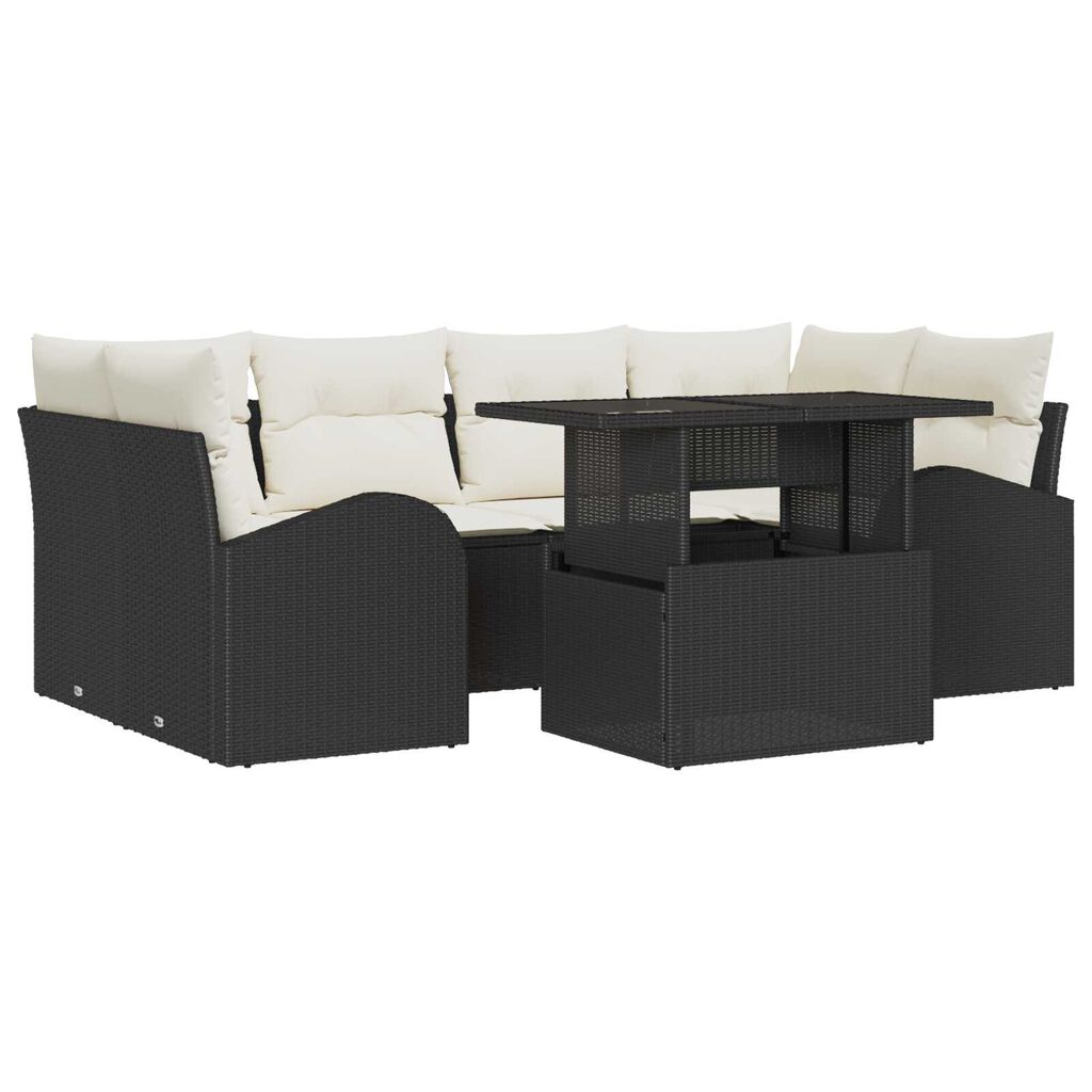 vidaXL Σετ Καναπέ Κήπου 7 pcs Μαύρο 100 x 55 x 73 εκ Πολυ ράταν