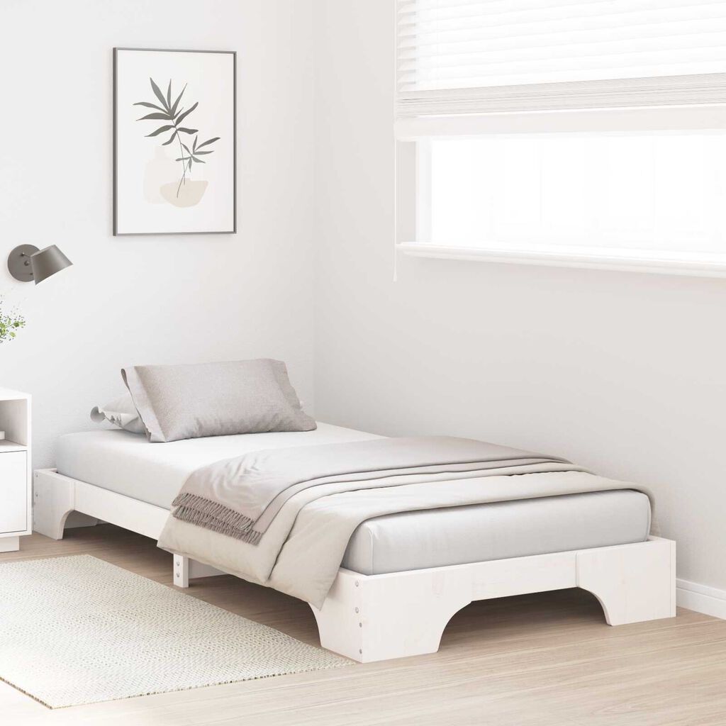 vidaXL Κρεβάτι Λευκό Μασίφ ξύλο πεύκου 75 x 190 cm Ανθεκτικό Κρεβάτι