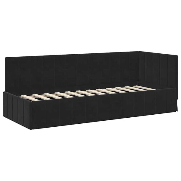 vidaXL Κρεβάτι Γωνίας με κεφαλάρι Μαύρο 80 x 200 cm Βελούδο