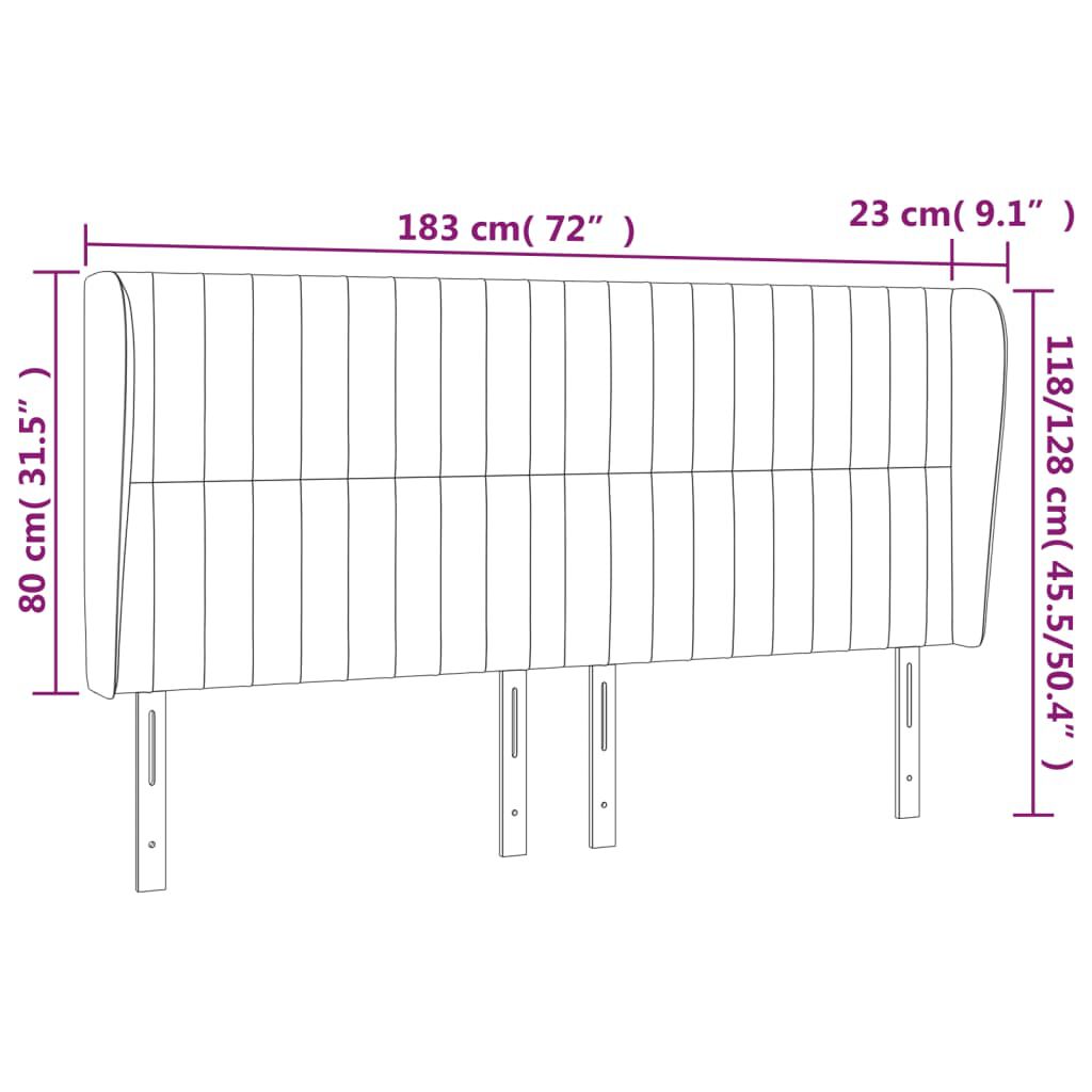 vidaXL Κεφαλάρι με Πτερύγια Μαύρο 183x23x118/128 εκ. Βελούδινο