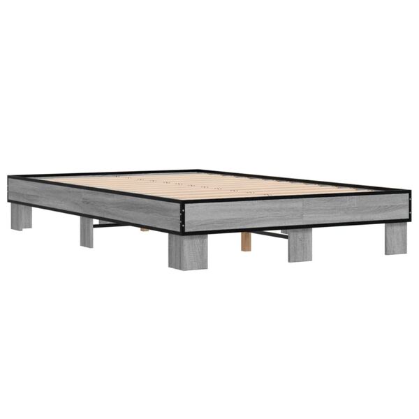 vidaXL Πλαίσιο Κρεβατιού Γκρι Sonoma 120x200 εκ. Επεξ. Ξύλο & Μέταλλο