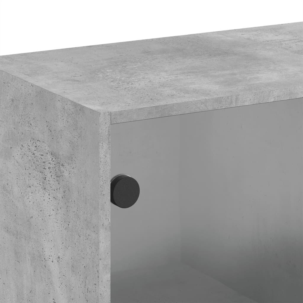 vidaXL Ντουλάπι Τοίχου Γκρι Σκυροδ. 68x37x68,5εκ με Γυάλινες Πόρτες