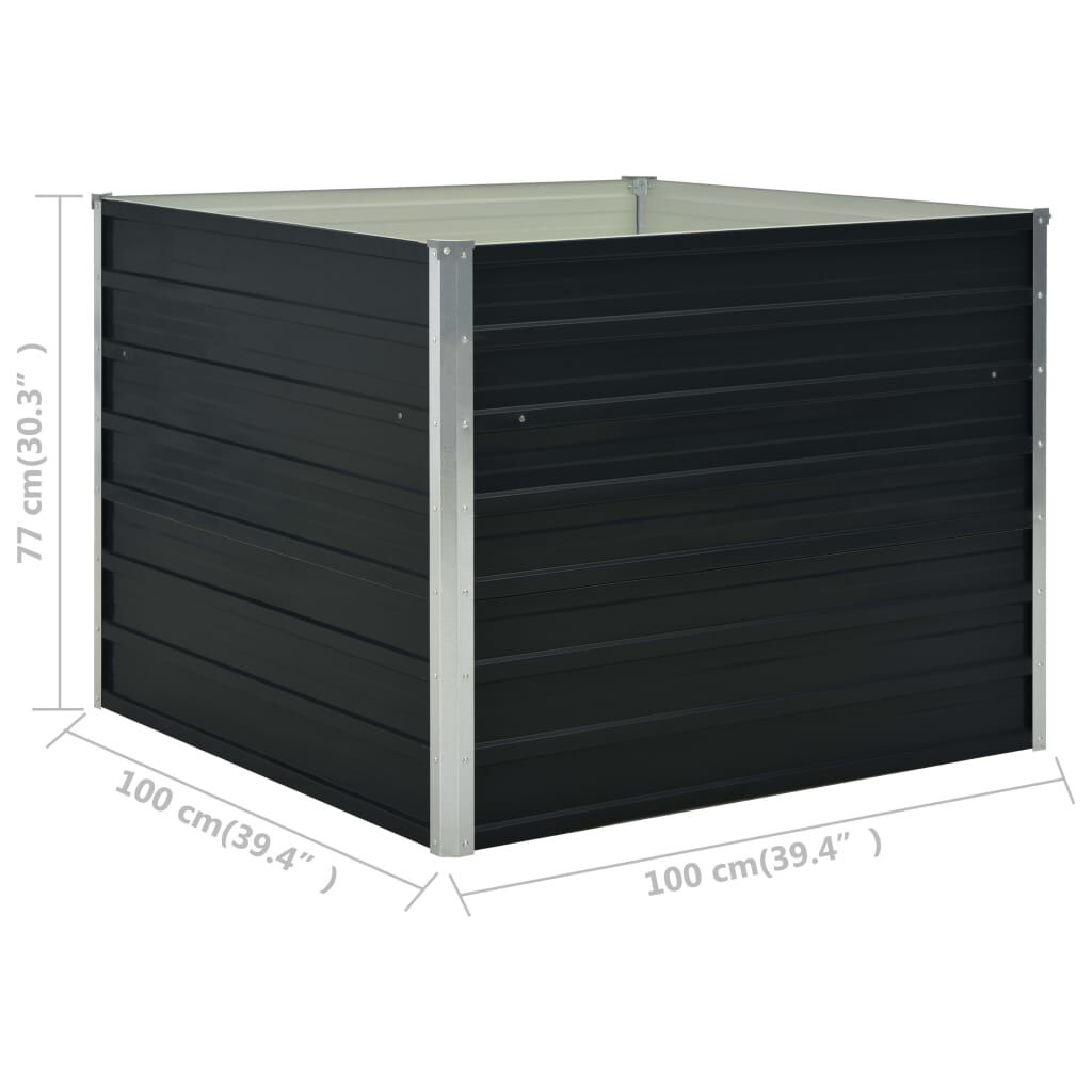 vidaXL Ζαρντινιέρα Ψηλή Ανθρακί 100x100x77 εκ. Γαλβανισμένος Χάλυβας