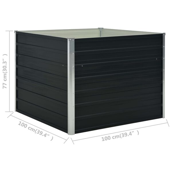 vidaXL Ζαρντινιέρα Ψηλή Ανθρακί 100x100x77 εκ. Γαλβανισμένος Χάλυβας