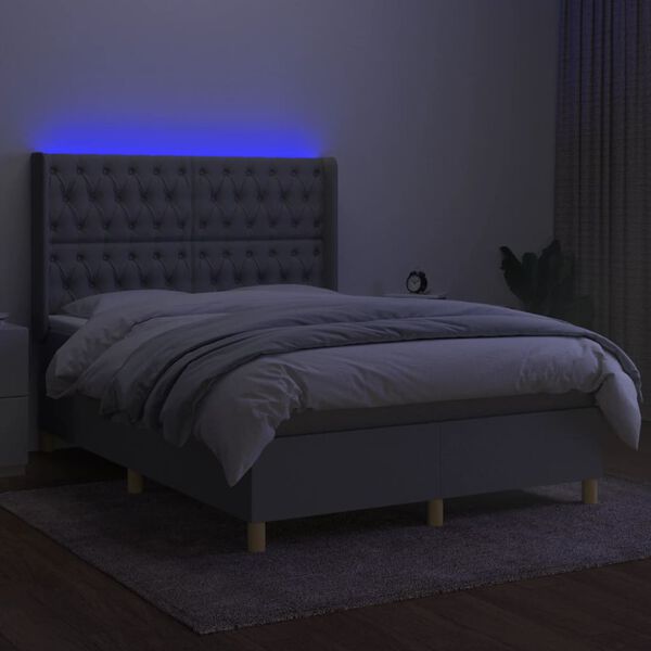 vidaXL &Kappa;&rho;&epsilon;&beta;ά&tau;&iota; Boxspring &mu;&epsilon; &Sigma;&tau;&rho;ώ&mu;&alpha; & LED &Alpha;&nu;.&Gamma;&kappa;&rho;&iota; 140x190&epsilon;&kappa;. &Upsilon;&phi;&alpha;&sigma;&mu;ά&tau;&iota;&nu;&omicron;