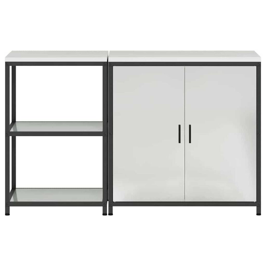 vidaXL Σετ Αποθήκευσης Κουζίνας με ράφι 2 pcs Ασημί 150 x 50 x 92 εκ.