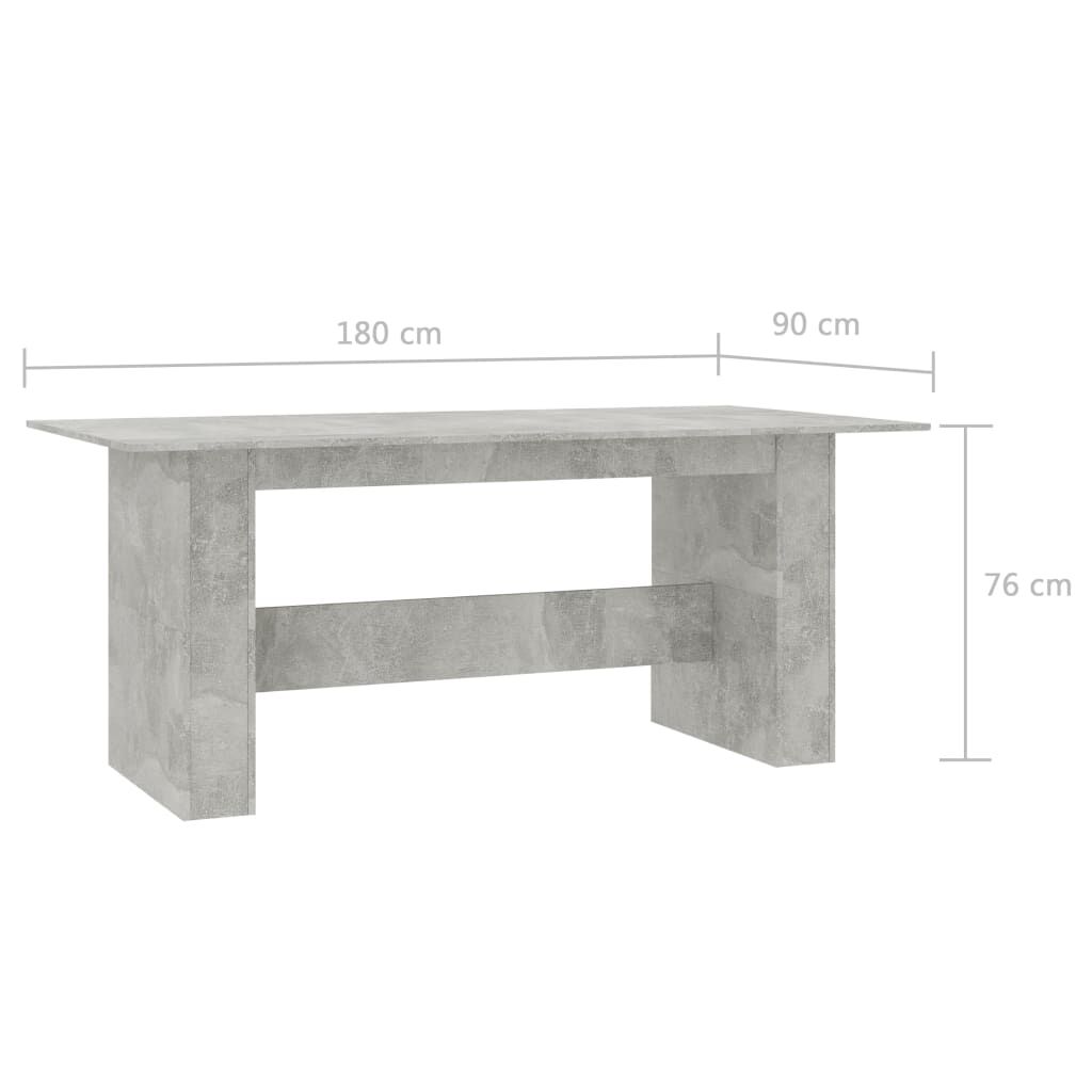 vidaXL Τραπεζαρία Γκρι του Σκυροδέματος 180x90x76 εκ. από Επεξ. Ξύλο