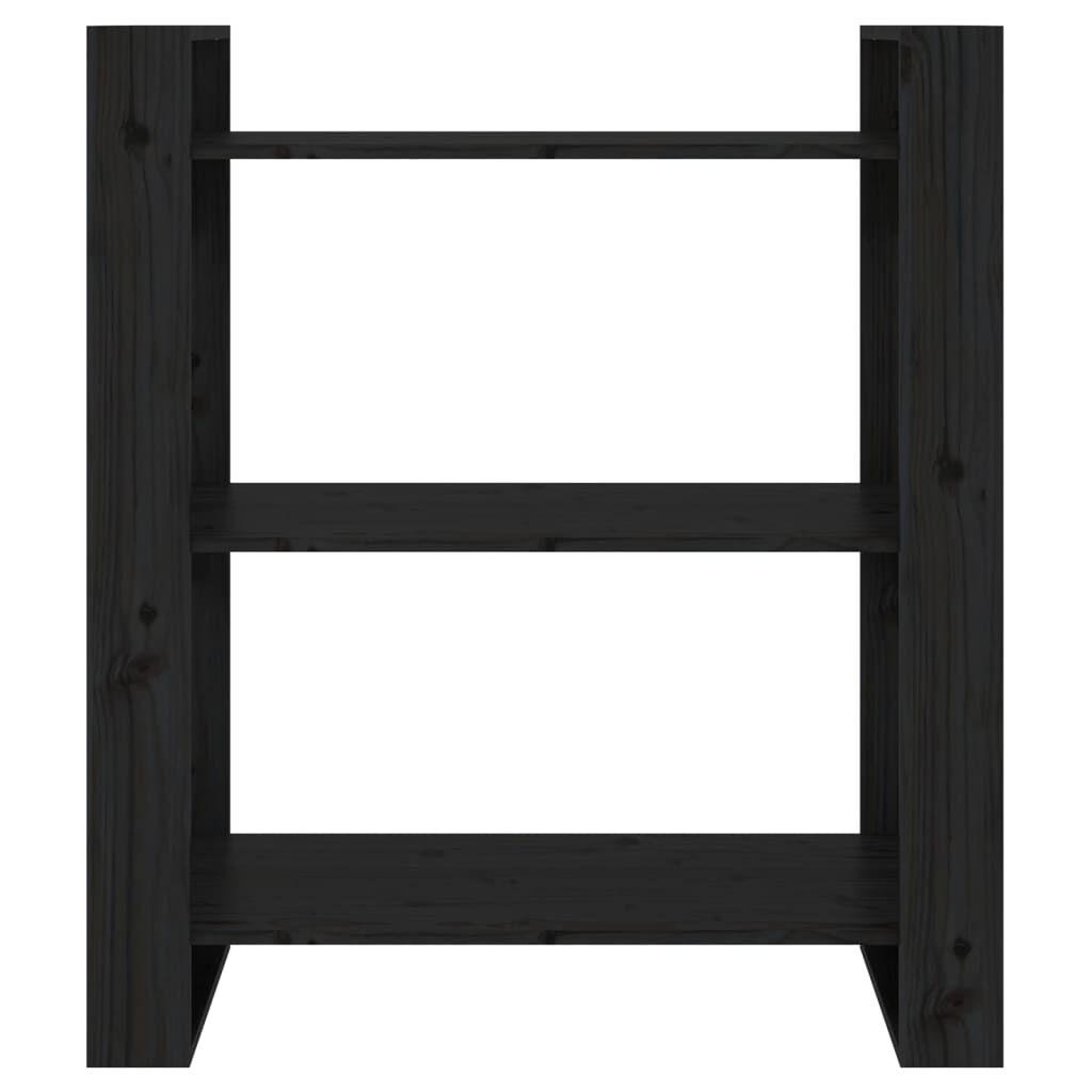 vidaXL Βιβλιοθήκη/Διαχωριστικό Χώρου Μαύρο 80x35x91 εκ. Μασίφ Πεύκο