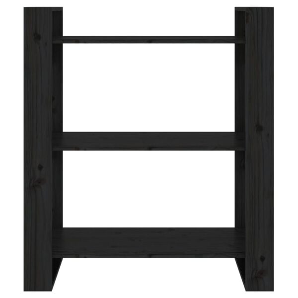 vidaXL Βιβλιοθήκη/Διαχωριστικό Χώρου Μαύρο 80x35x91 εκ. Μασίφ Πεύκο