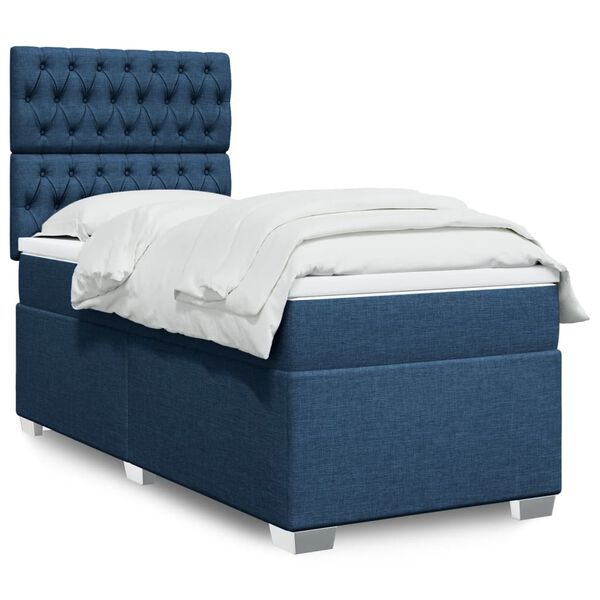 vidaXL Κρεβάτι Boxspring με Στρώμα Μπλε 80x200 εκ. Υφασμάτινο