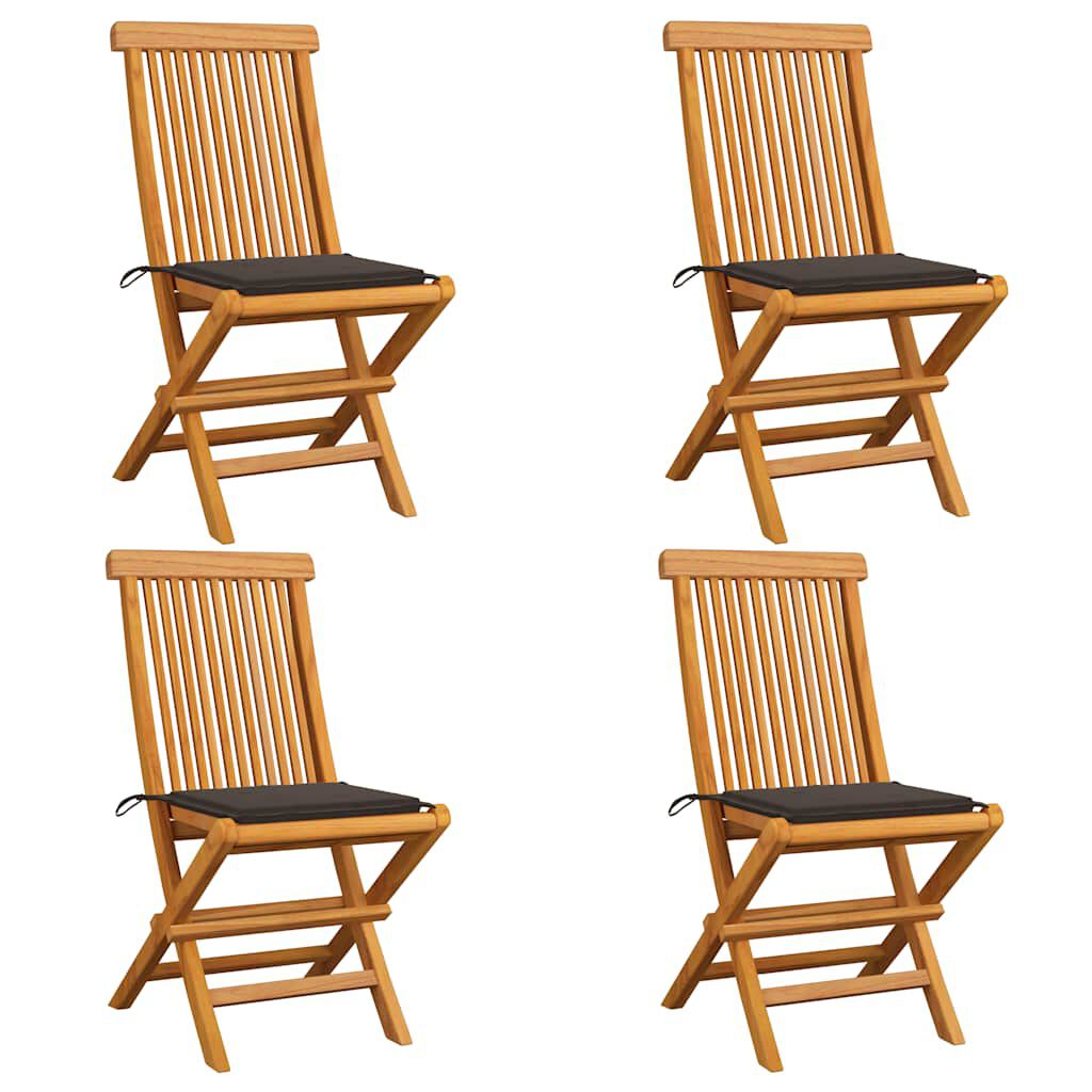 vidaXL Καρέκλες Κήπου 4 τεμ. από Μασίφ Ξύλο Teak με Taupe Μαξιλάρια
