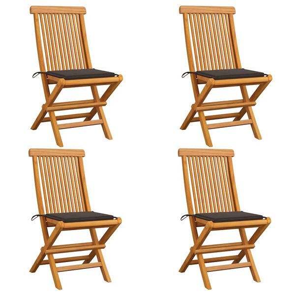 vidaXL Καρέκλες Κήπου 4 τεμ. από Μασίφ Ξύλο Teak με Taupe Μαξιλάρια