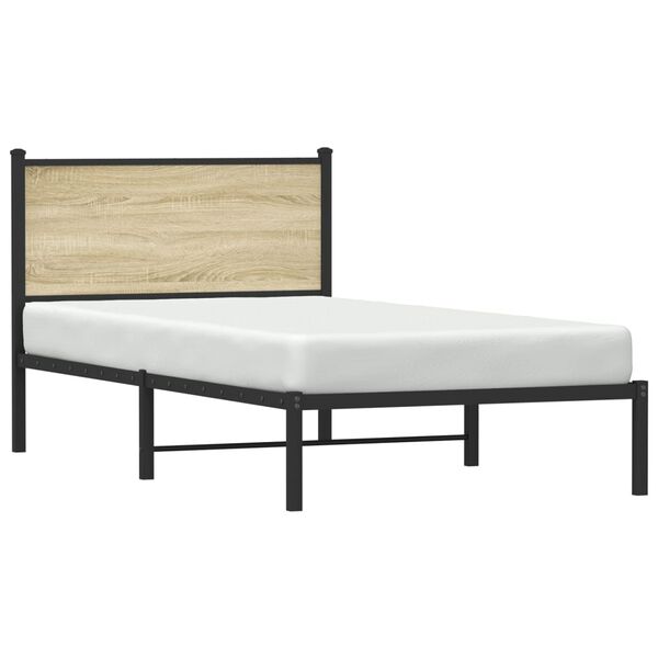 vidaXL Σκελετός Κρεβ. Χωρίς Στρώμα Sonoma Δρυς 100x200 εκ. Μεταλλικό