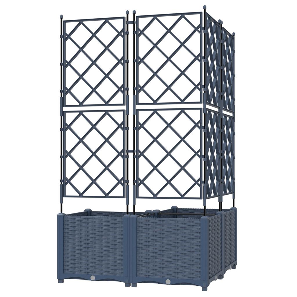 vidaXL Γλάστρα Κήπου με Πέργκολα 3 τεμ Γκρι 80x80x143 εκ