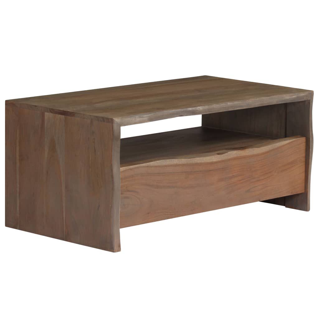 vidaXL Τραπέζι Σαλονιού Live Edge Γκρι 90x50x40 εκ. Μασίφ Ξύλο Ακακίας
