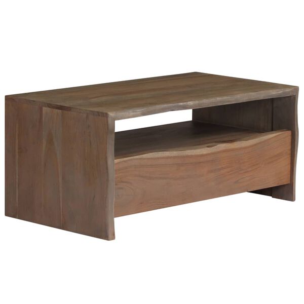 vidaXL Τραπέζι Σαλονιού Live Edge Γκρι 90x50x40 εκ. Μασίφ Ξύλο Ακακίας