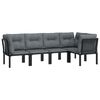 vidaXL Σαλόνι Κήπου Σετ 5 Τεμ. Μαύρο/Γκρι Συνθετικό Ρατάν με Μαξιλάρια
