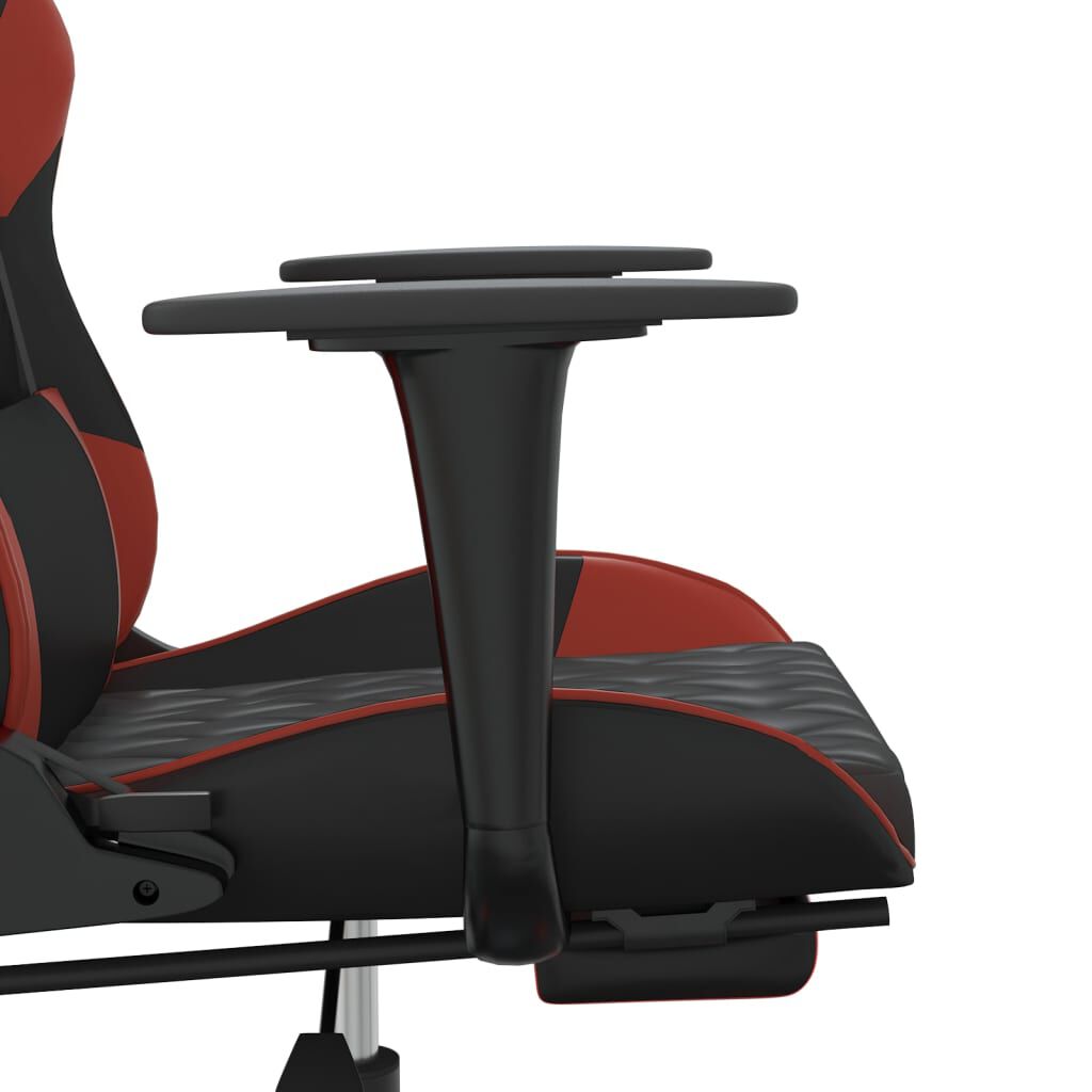 vidaXL Καρέκλα Gaming Μασάζ Υποπόδιο Μαύρο/Μπορντό από Συνθετικό Δέρμα