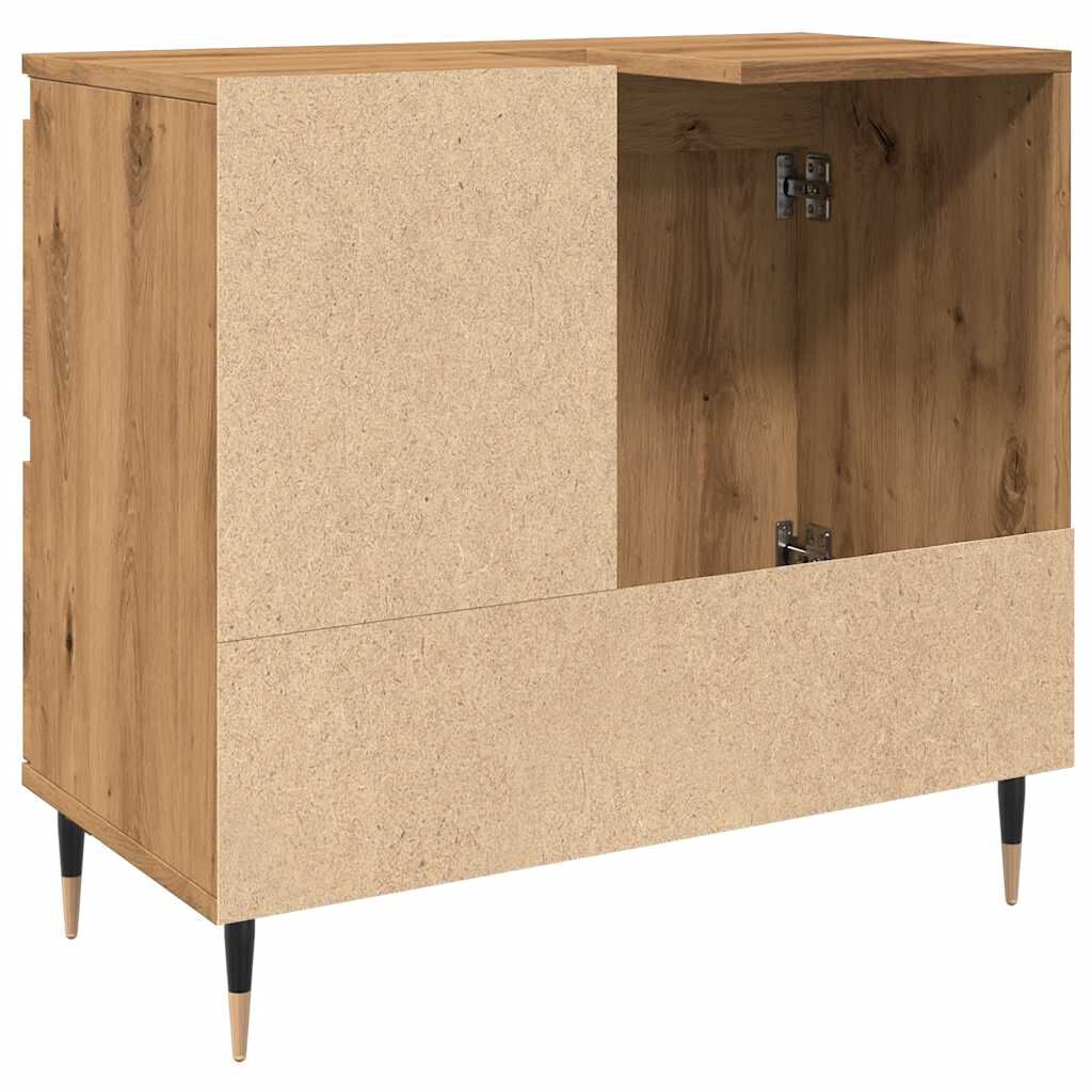 vidaXL Ντουλάπι Μπάνιου τεχνίτης Δρυς 65x33x60 εκ. Επεξεργασμένο Ξύλο