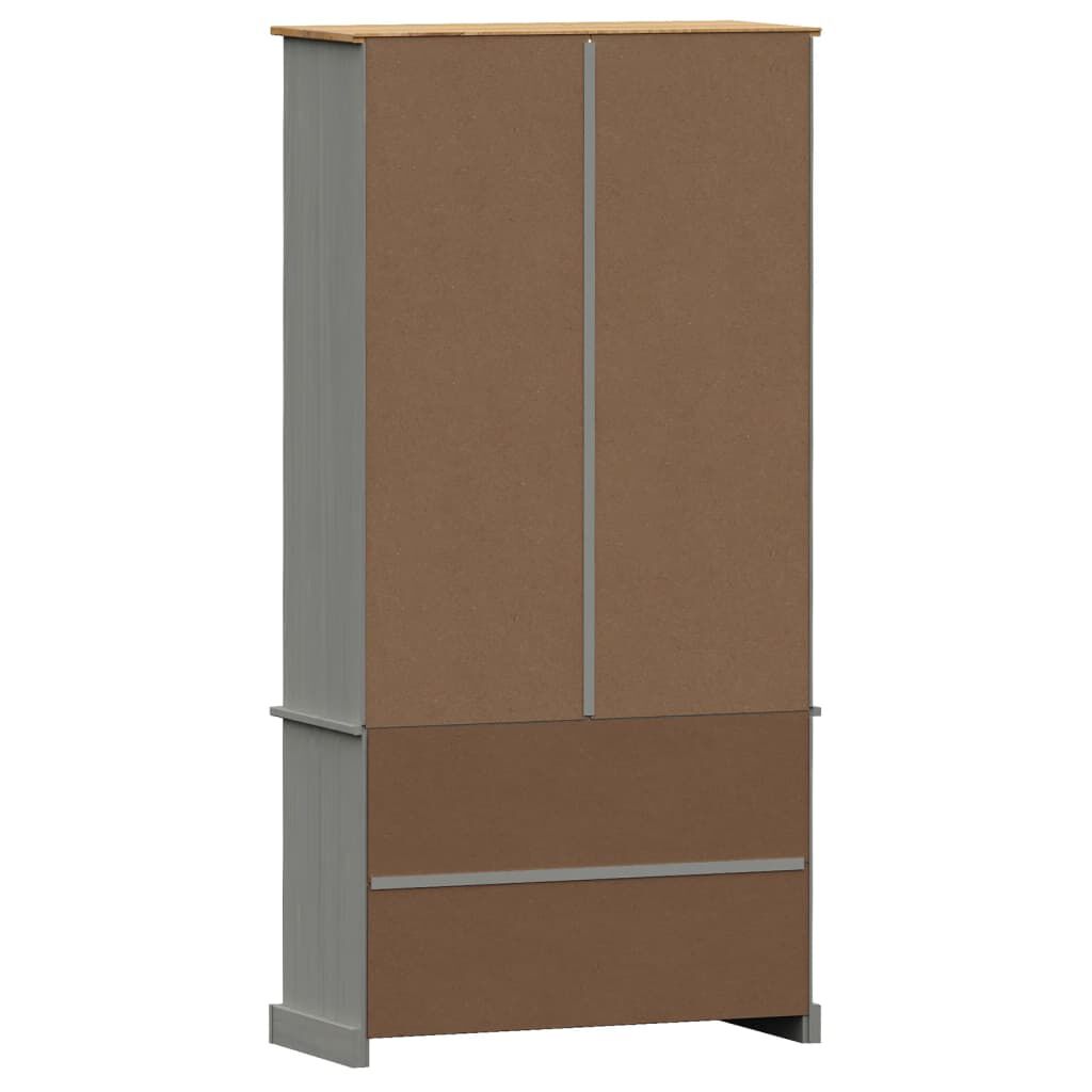 vidaXL Βιτρίνα VIGO Γκρι 85 x 35 x 170 εκ. από Μασίφ Ξύλο Πεύκου