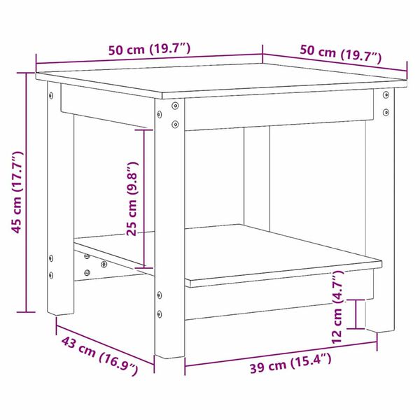 vidaXL Τραπεζάκι σαλονιού Καφέ κεριού 50 x 50 x 45 cm