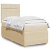 vidaXL Κρεβάτι Boxspring με Στρώμα Κρεμ 100 x 200 εκ. Υφασμάτινο