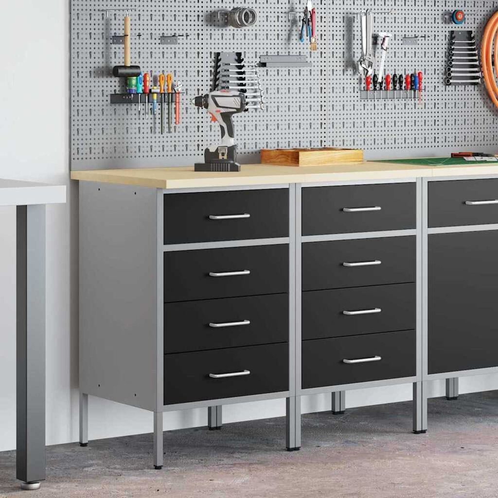 vidaXL Ντουλάπα Εργασίας 2 pcs Μαύρο και Γκρι 100 x 55 x 85 εκ.