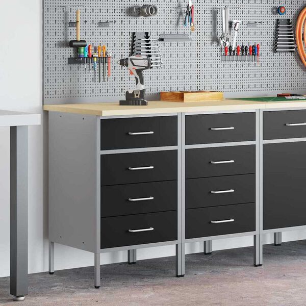 vidaXL Ντουλάπα Εργασίας 2 pcs Μαύρο και Γκρι 100 x 55 x 85 εκ.