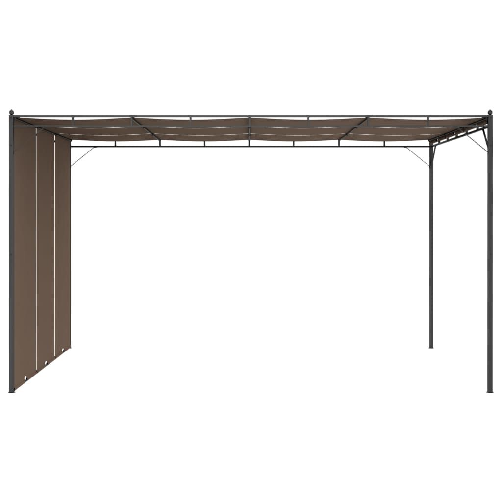 vidaXL Κιόσκι Κήπου Taupe 4 x 3 x 2,25 μ. με Πλαϊνή Κουρτίνα