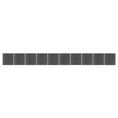 vidaXL Σετ Πάνελ Περίφραξης Μαύρο 1737 x 186 εκ. από WPC