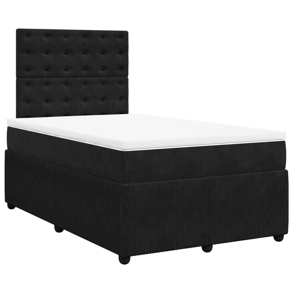 vidaXL Κρεβάτι Boxspring με Στρώμα Μαύρο 120 x 200 εκ. Βελούδινο