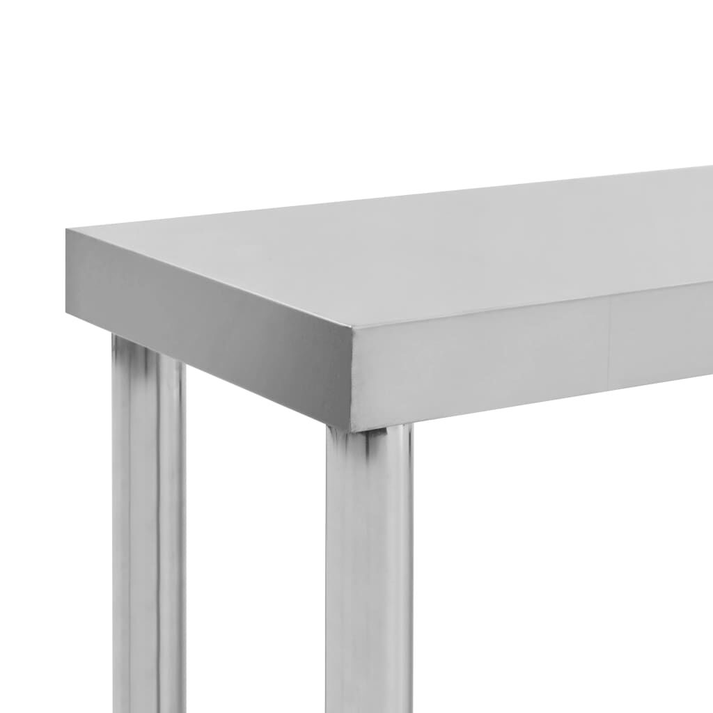 vidaXL Πάγκος Εργασίας Κουζίνας με Ράφια 120x60x150 εκ. Ανοξ. Ατσάλι