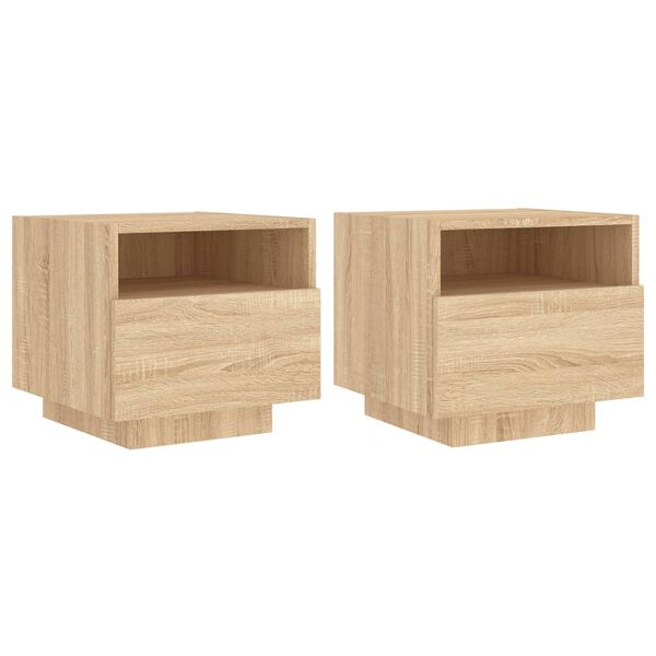 vidaXL Κομοδίνα με Φώτα LED 2 τεμ. Sonoma Δρυς 40 x 39 x 37 εκ.