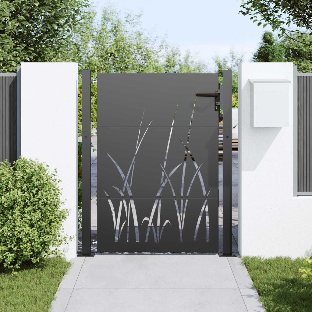 vidaXL Πύλη Κήπου Μαύρο 105 x 125 cm Ατσάλι με Επικάλυψη Πούδρας