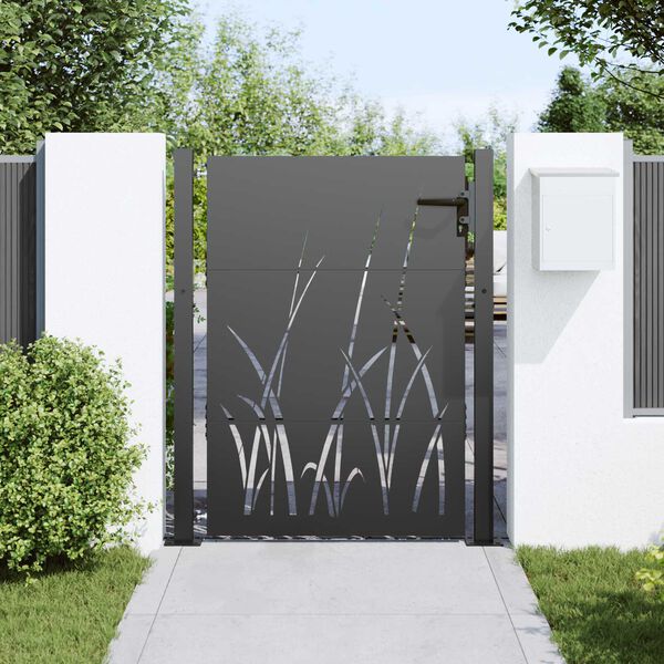 vidaXL Πύλη Κήπου Μαύρο 105 x 125 cm Ατσάλι με Επικάλυψη Πούδρας