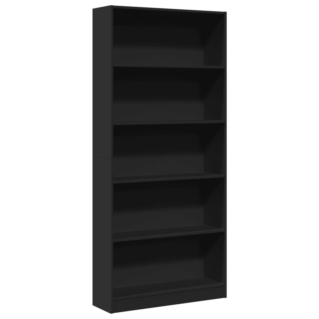 vidaXL Βιβλιοθήκη Μαύρο 80x24x176 εκ. από Επεξεργασμένο Ξύλο