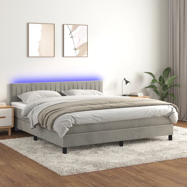 vidaXL &Kappa;&rho;&epsilon;&beta;ά&tau;&iota; Boxspring &mu;&epsilon; &Sigma;&tau;&rho;ώ&mu;&alpha; & LED &Alpha;&nu;.&Gamma;&kappa;&rho;&iota; 180x200 &epsilon;&kappa;. &Beta;&epsilon;&lambda;&omicron;ύ&delta;&iota;&nu;&omicron;