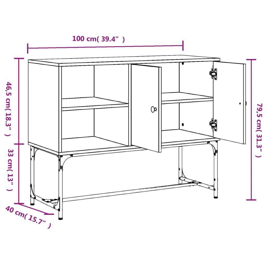 vidaXL Ντουλάπι Καπνιστή Δρυς 100x40x79,5 εκ. από Επεξεργασμένο Ξύλο