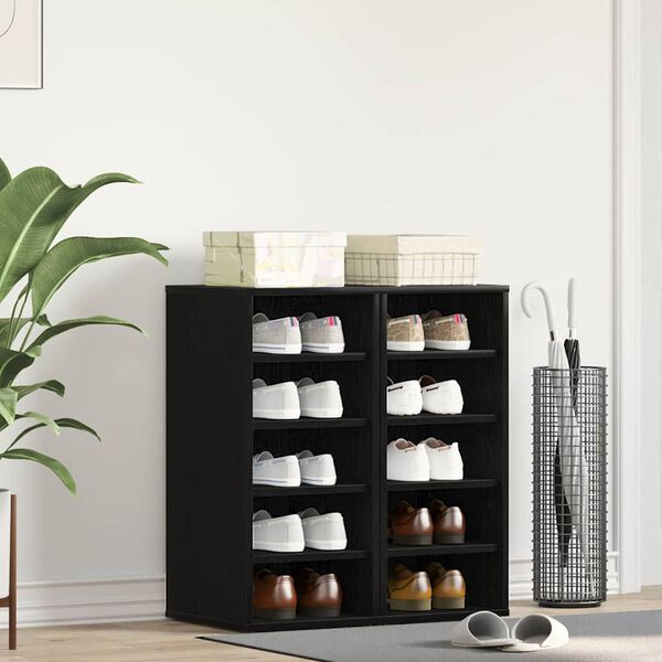 vidaXL Παπουτσοθήκη Μαύρη δρυς 32 x 35 x 70 εκ Επεξεργασμένο ξύλο