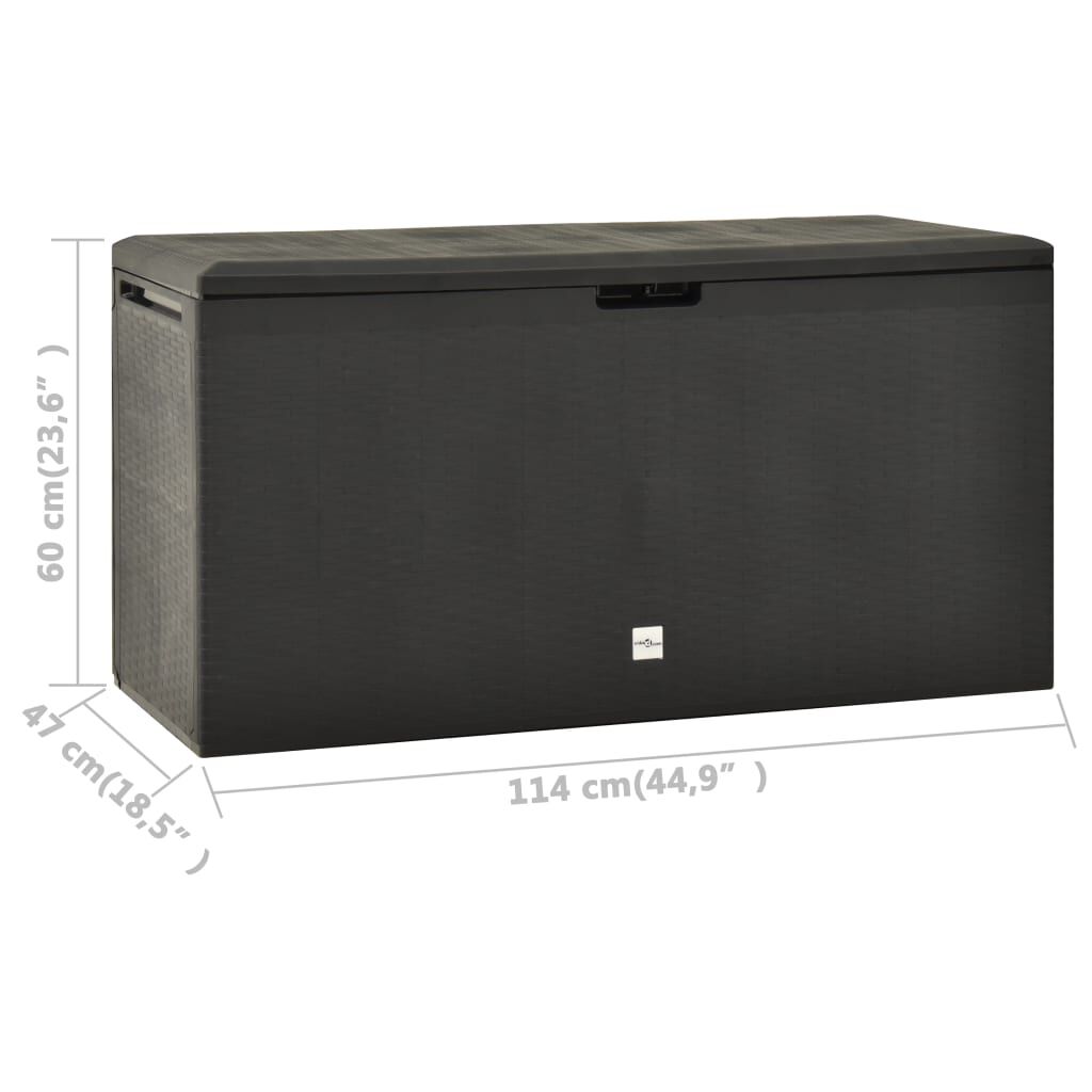 vidaXL Μπαούλο Αποθήκευσης Κήπου Ανθρακί 114 x 47 x 60 εκ.