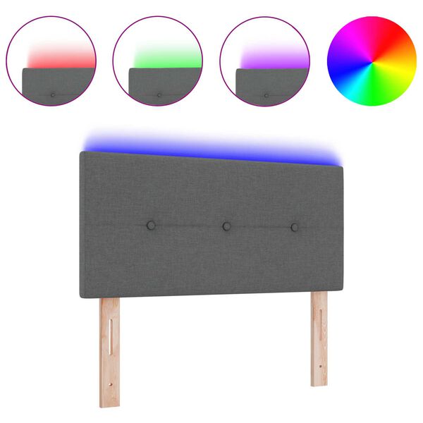 vidaXL LED Κεφαλάρι με φώτα λωρίδας LED Σκούρο Γκρι 90 cm ύφασμα
