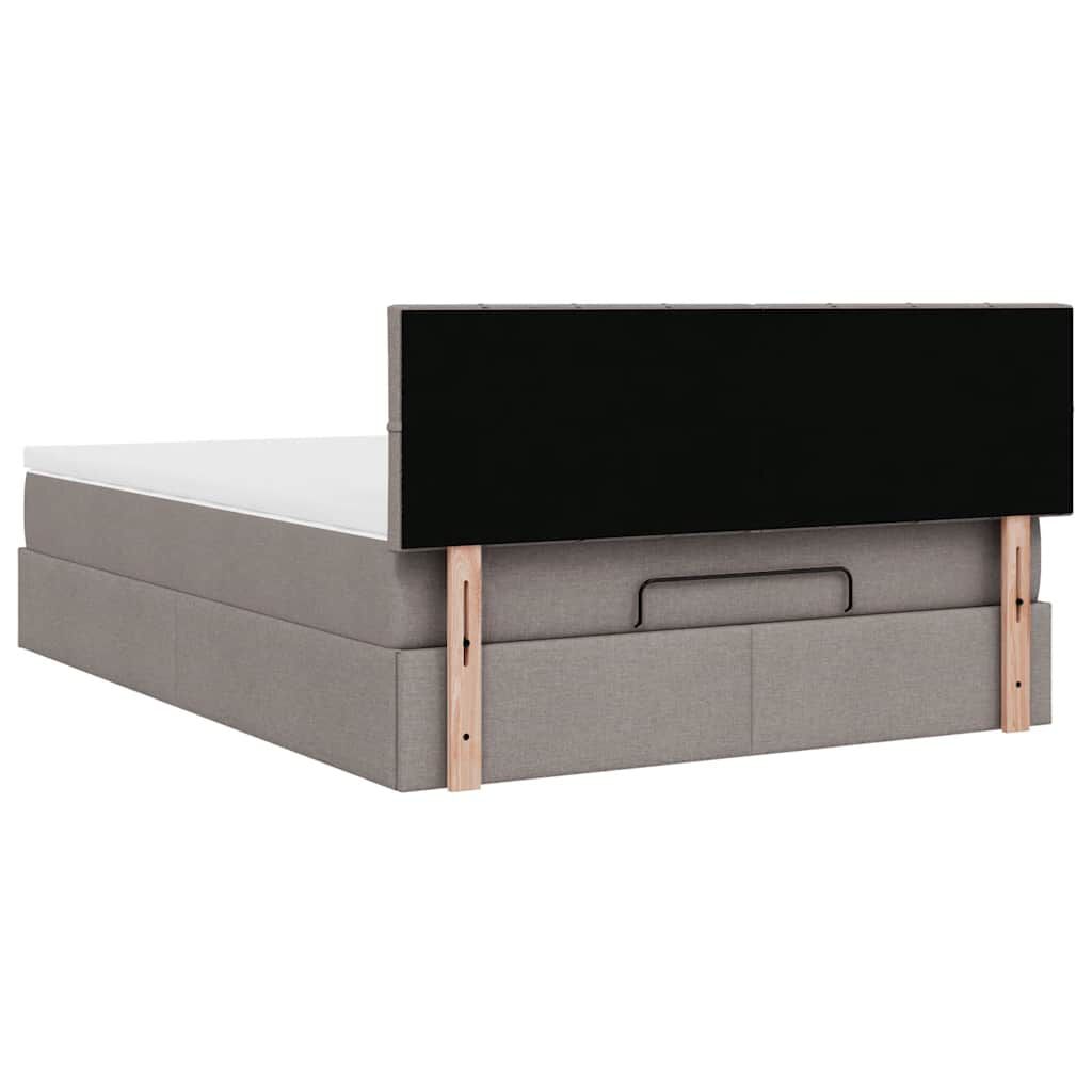 vidaXL Οθωμανικό κρεβάτι με στρώμα & LEDs Taupe 140x200 cm Ύφασμα