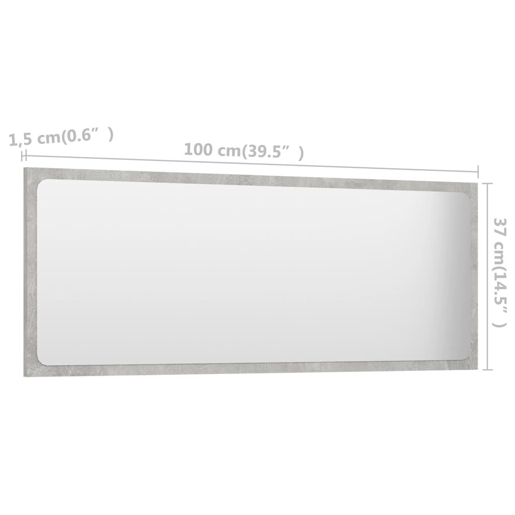 vidaXL Καθρέφτης Μπάνιου Γκρι Σκυροδέματος 100x1,5x37 εκ. Μοριοσανίδα